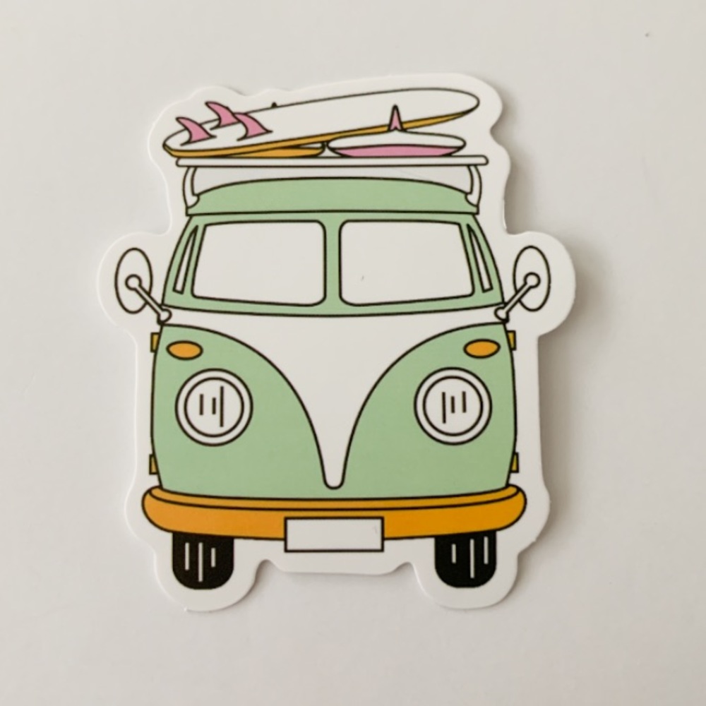 Green Hippie Surfer Van Sticker